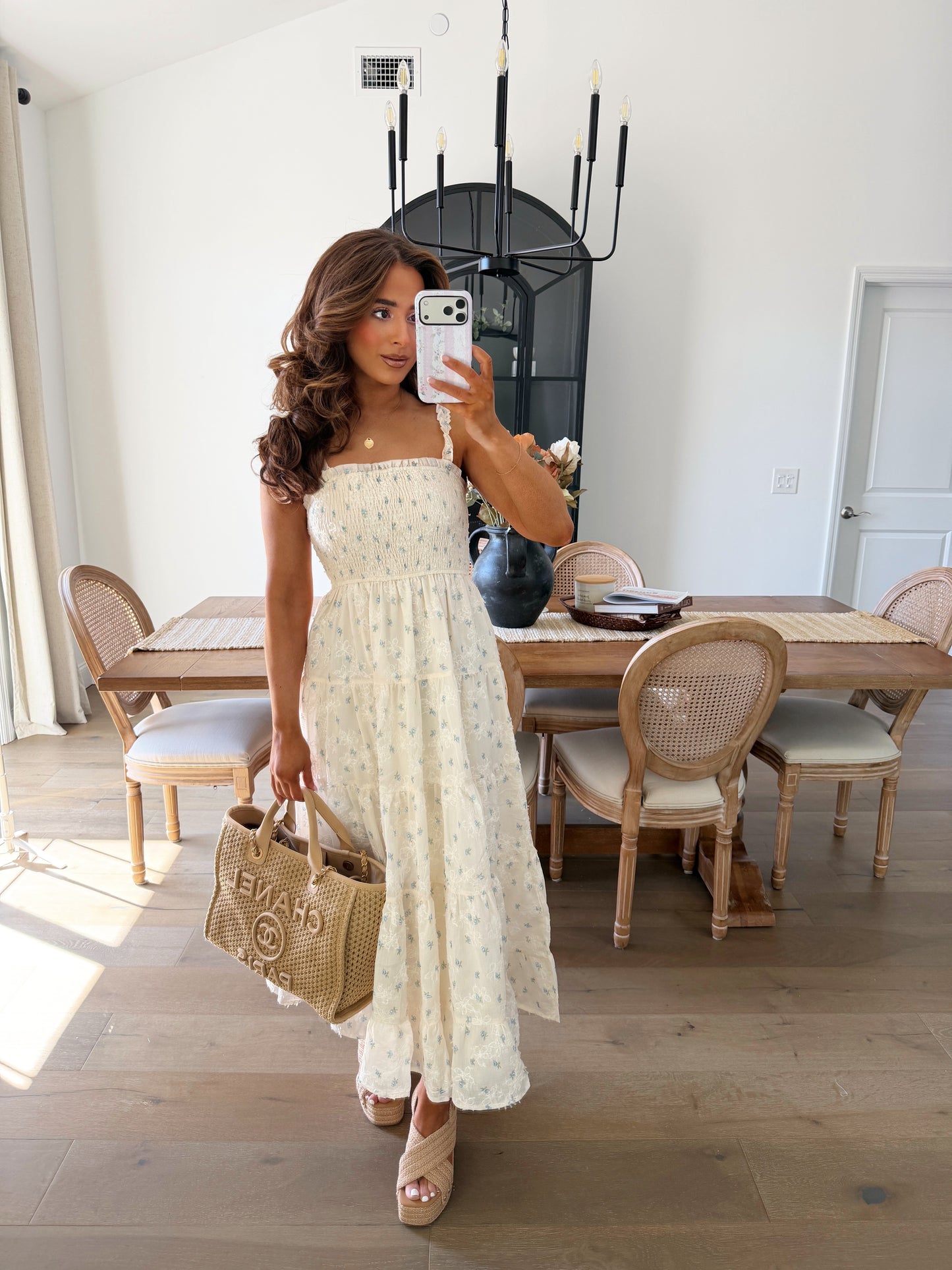 Blue Blossoms Floral Smocked Midi Dress (can’t restock)