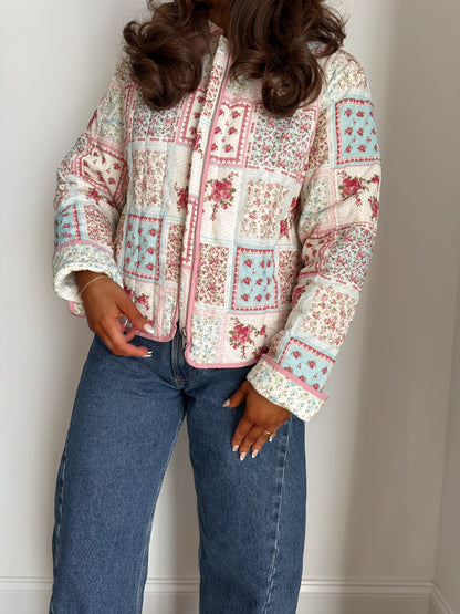 LoveShack Quilted Floral Zip Jacket