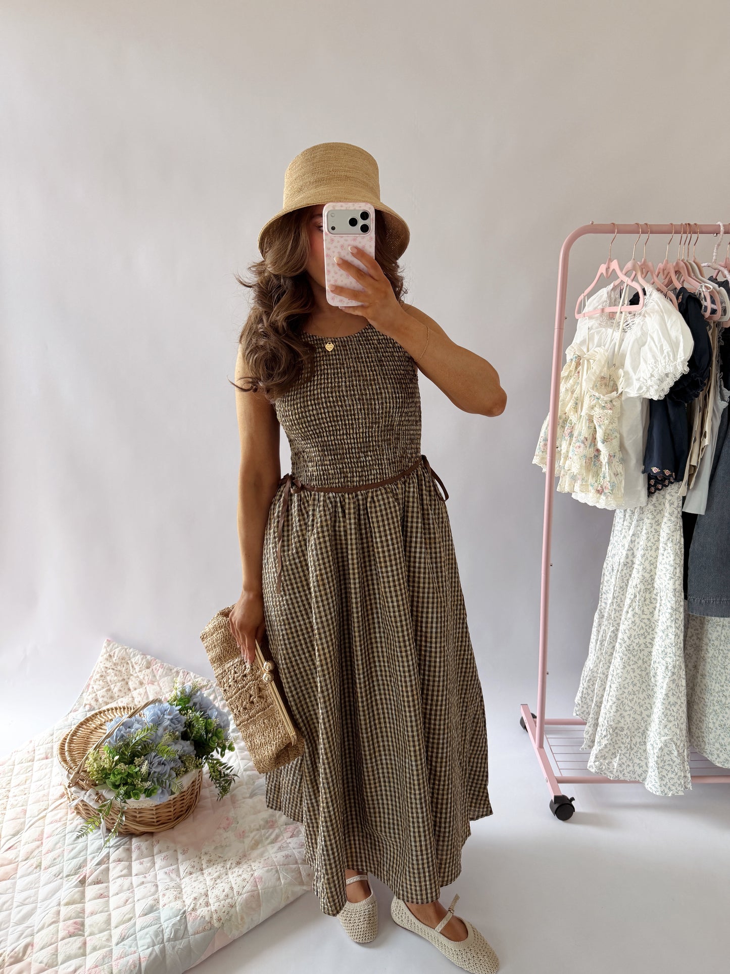 Picnic Cottage Gingham Midi Dress