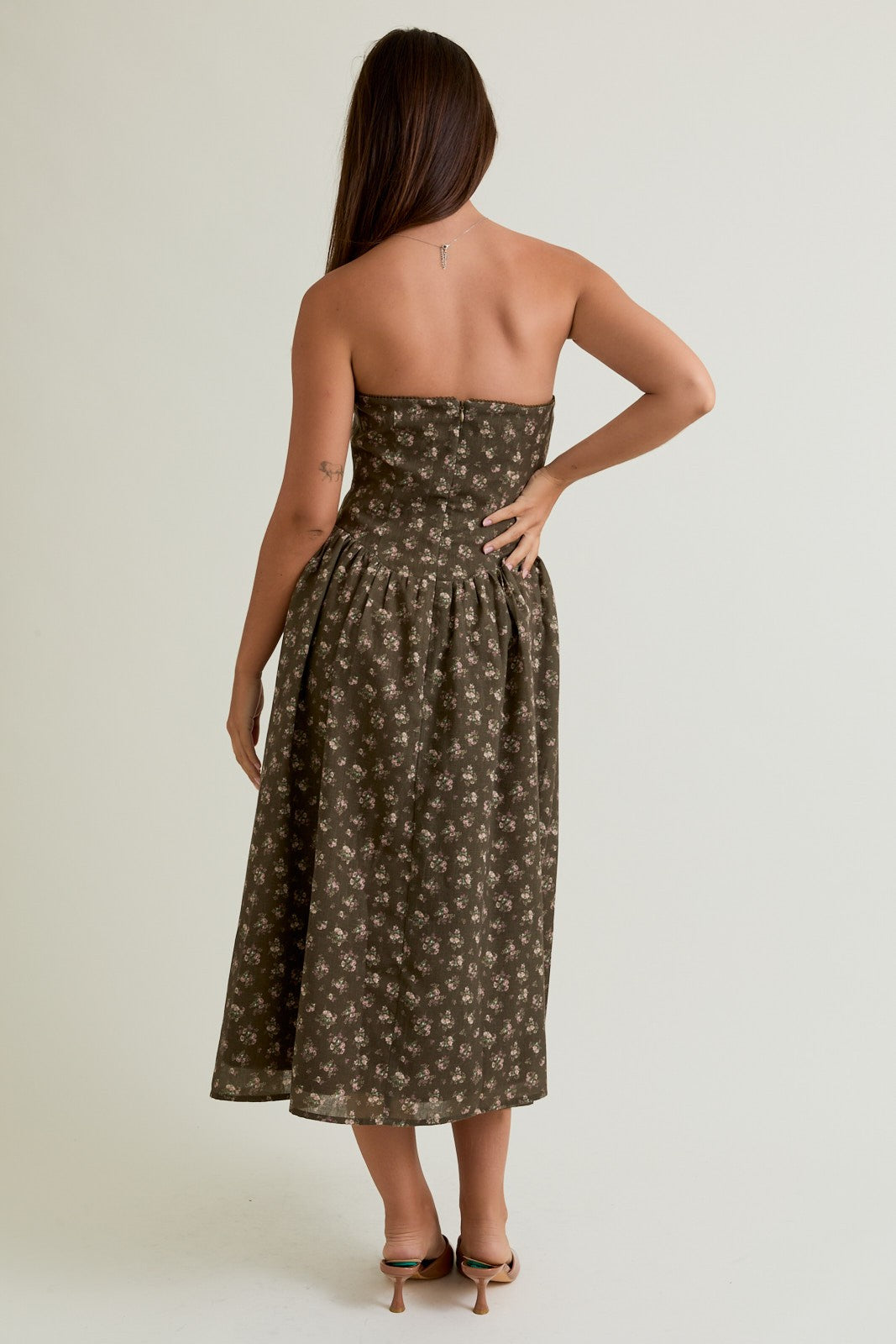 First Kiss In Leaves Midi Dress