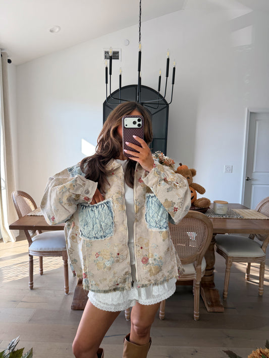 Heart Denim Meadow Shacket (restock)