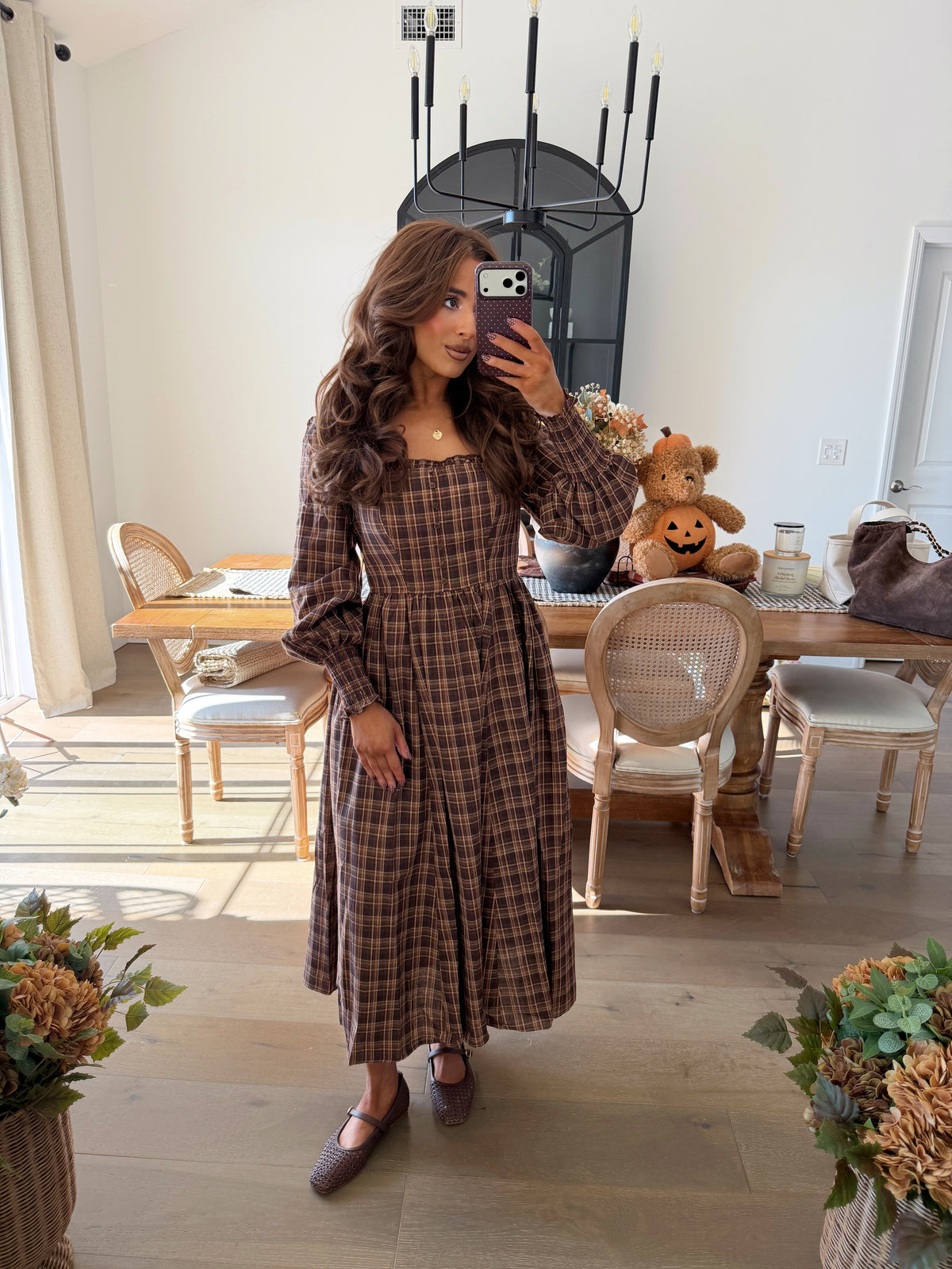 Rustic Ranch Plaid Midi Dress