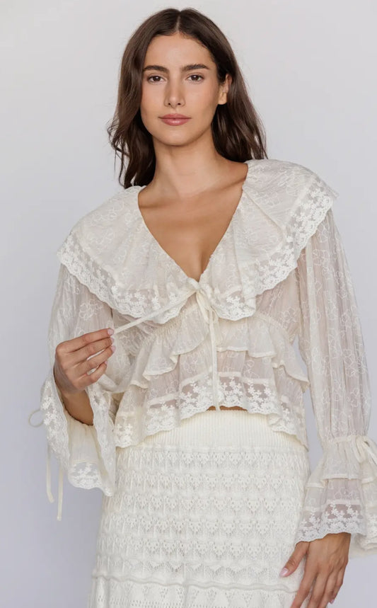 Crème Ruffled Blouse