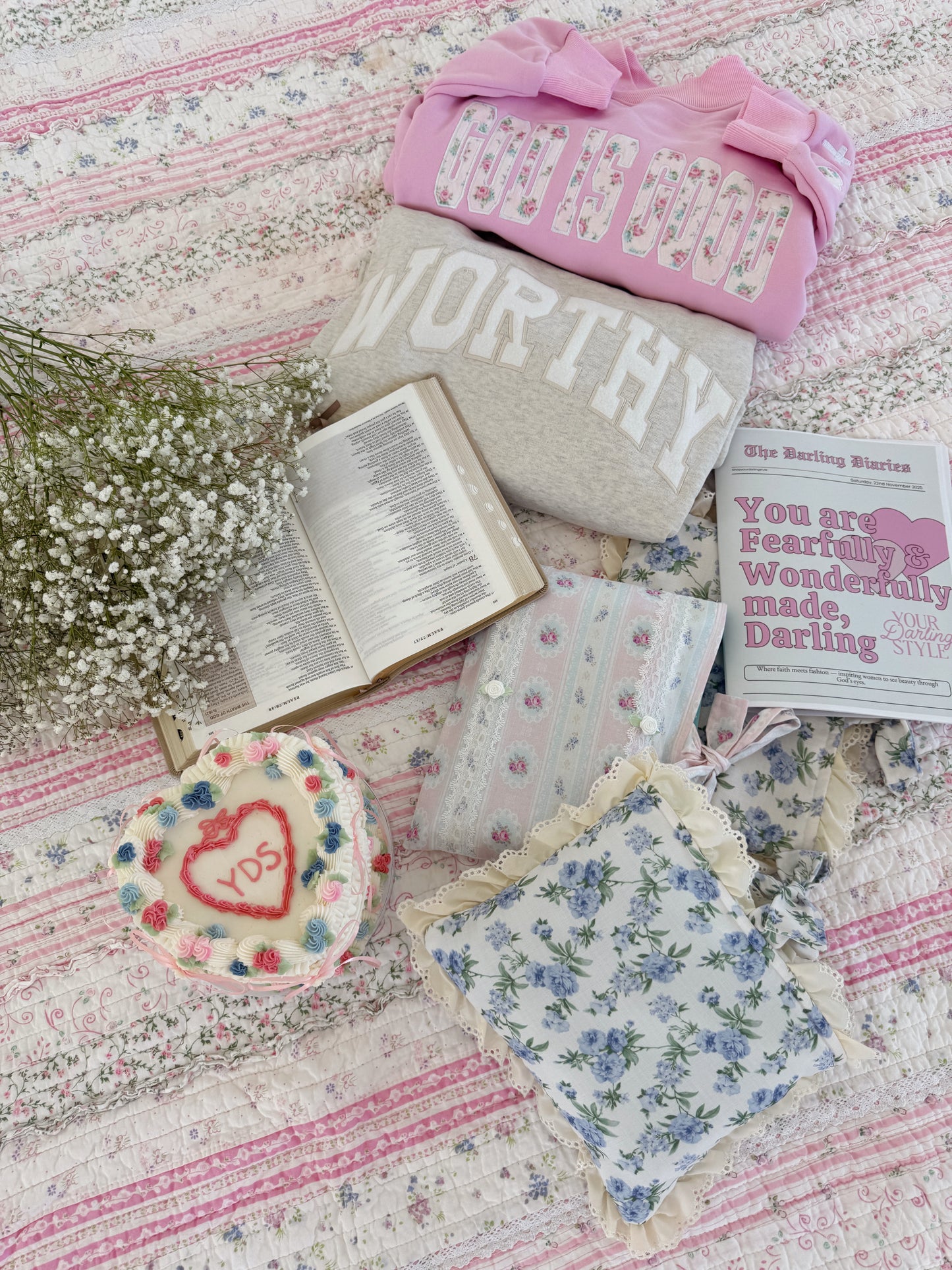 God Is Good Custom Crewneck (Vintage Floral)