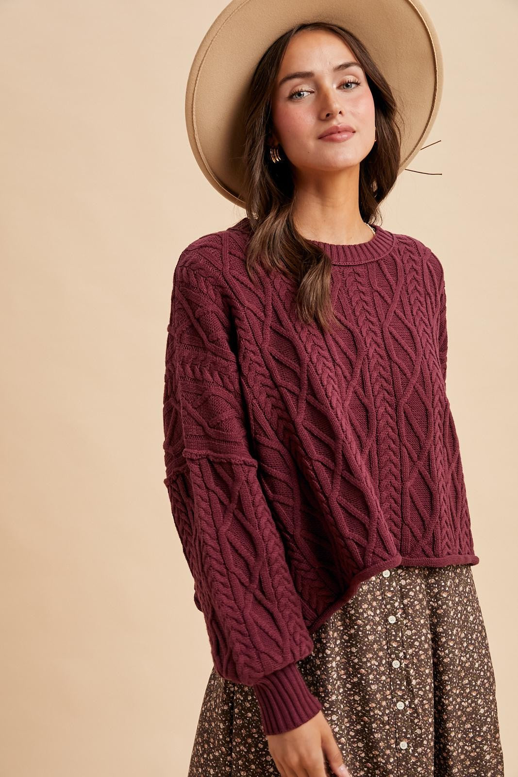 Burgundy Dreams Chunky Knit Sweater (can’t restock)