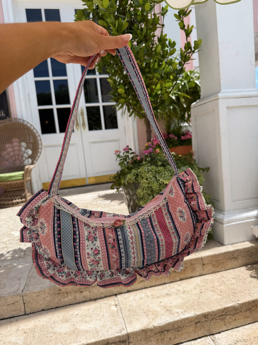 The Alyssa Denim & Ruffle Shoulder Bag (no restocks) 2-3 weeks