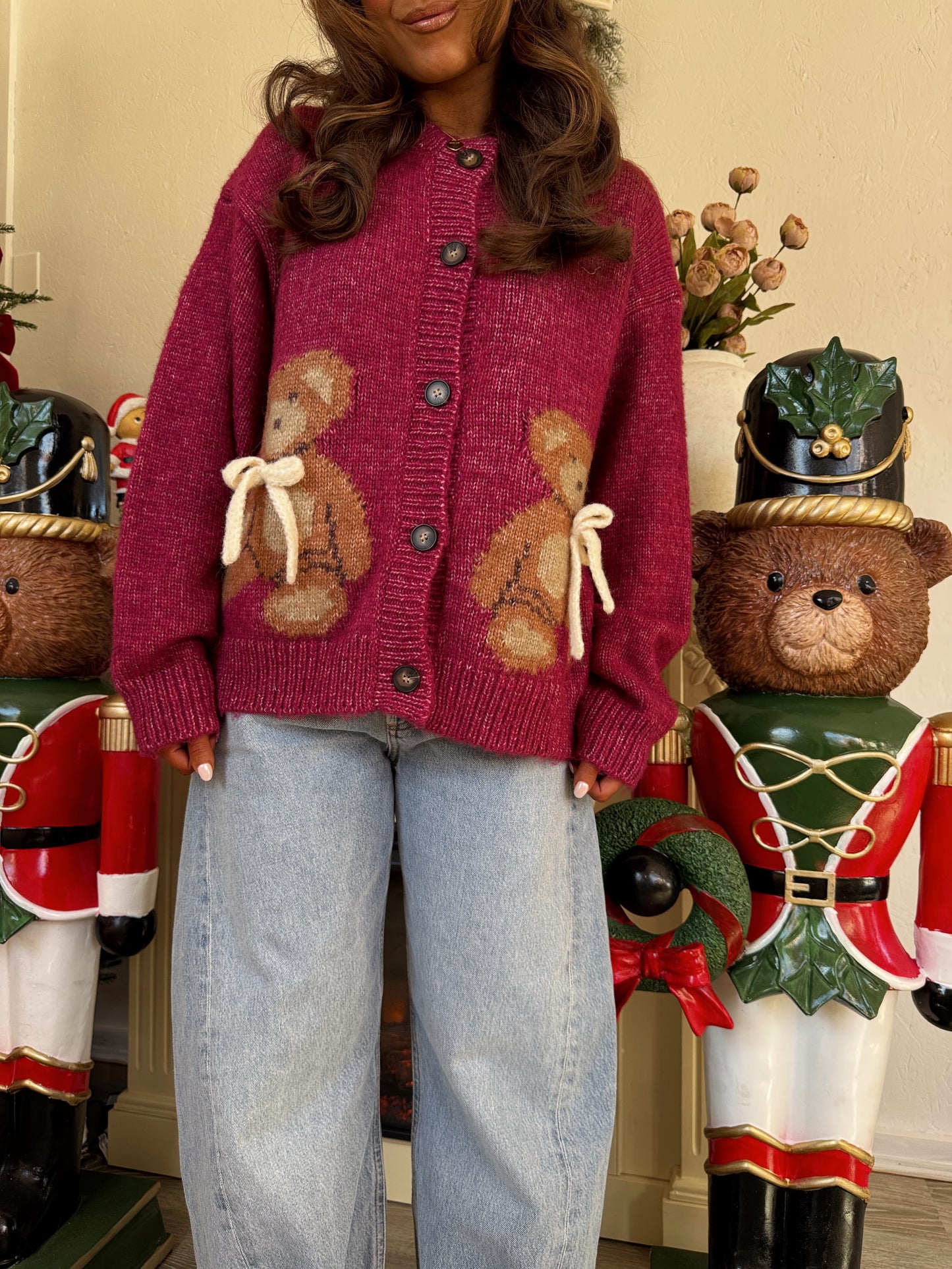 Teddy Bear Cardigan (Burgundy) 🧸 LIMITED EDITION NOVEMBER PRE ORDER