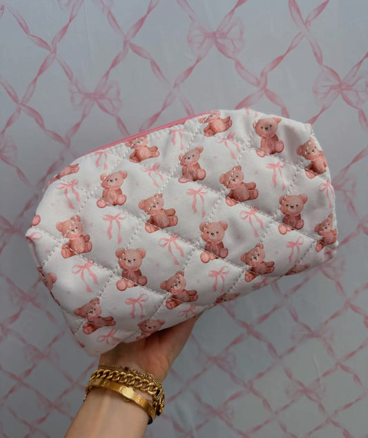 Teddy and bows cosmetic pouch