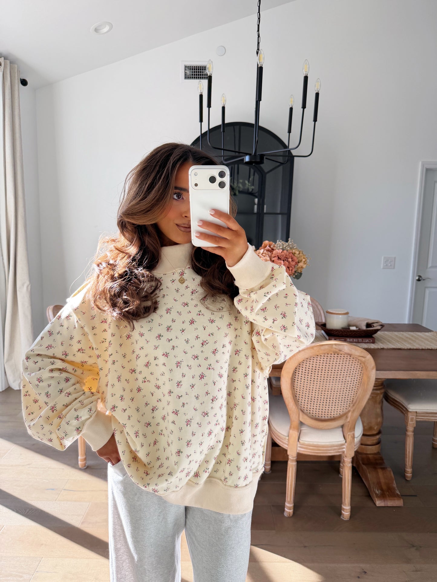 Rosy Wishes Mockneck Crew