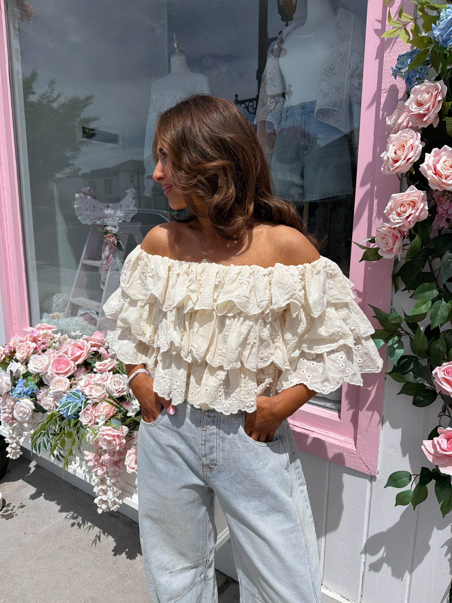 Lace Oat Ruffles Top