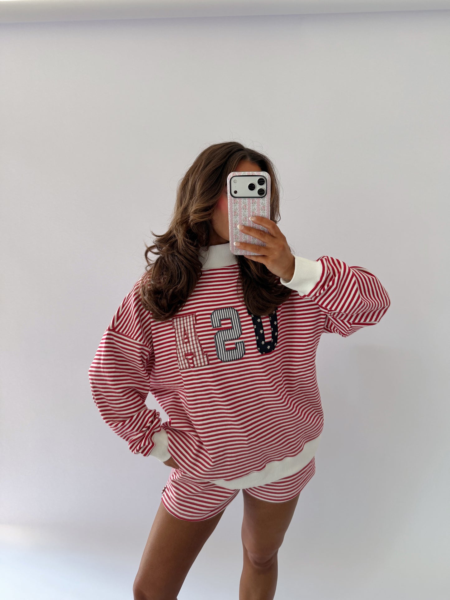 Red, White & Bloom Striped Set