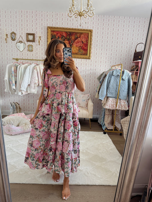 Berries & Cream Floral Midi Dress