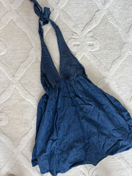 Denim UO halter mini dress nwt (small)