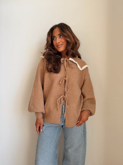 Wendy, Darling Beige Knit Cardigan