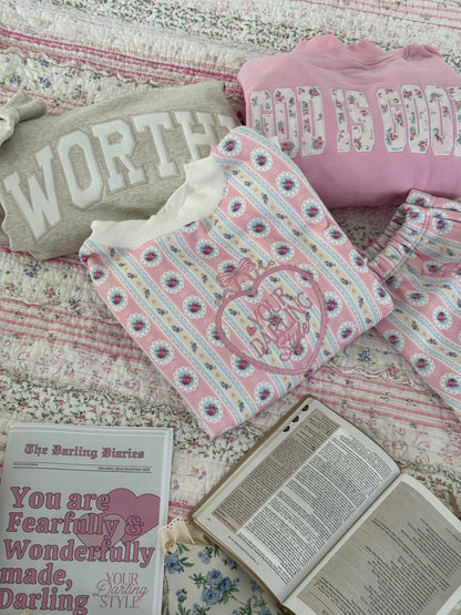 God Is Good Custom Crewneck (Vintage Floral)