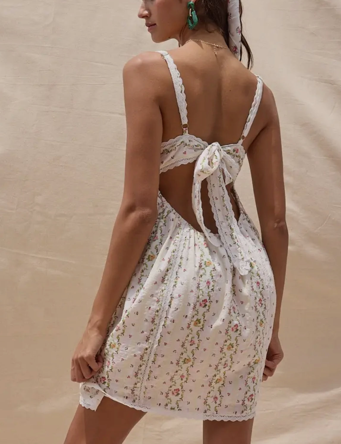 The Seaside Bow Floral Mini Dress