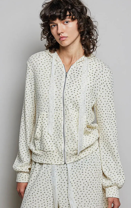 Rosé Garden Lace Hoodie CREAM RESTOCK ONE WEEK