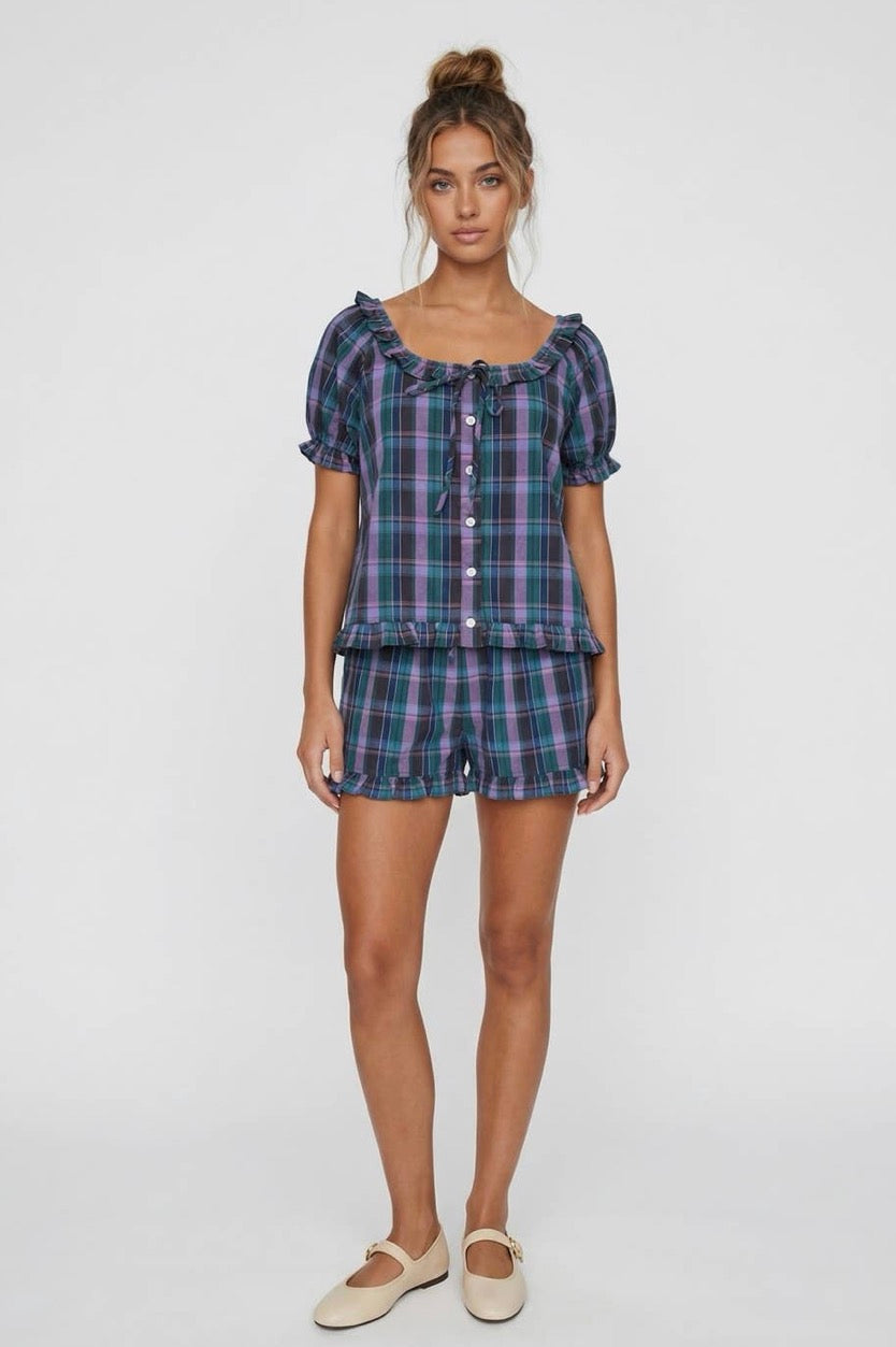 Candy Apple Orchard Plaid Set (Plum)