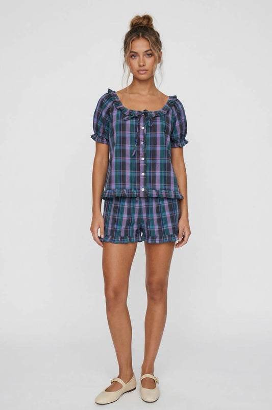 Candy Apple Orchard Plaid Set (Plum)