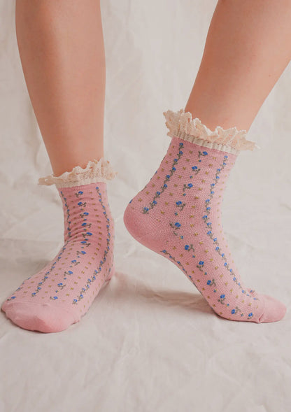 Vintage Floral Ruffled Socks