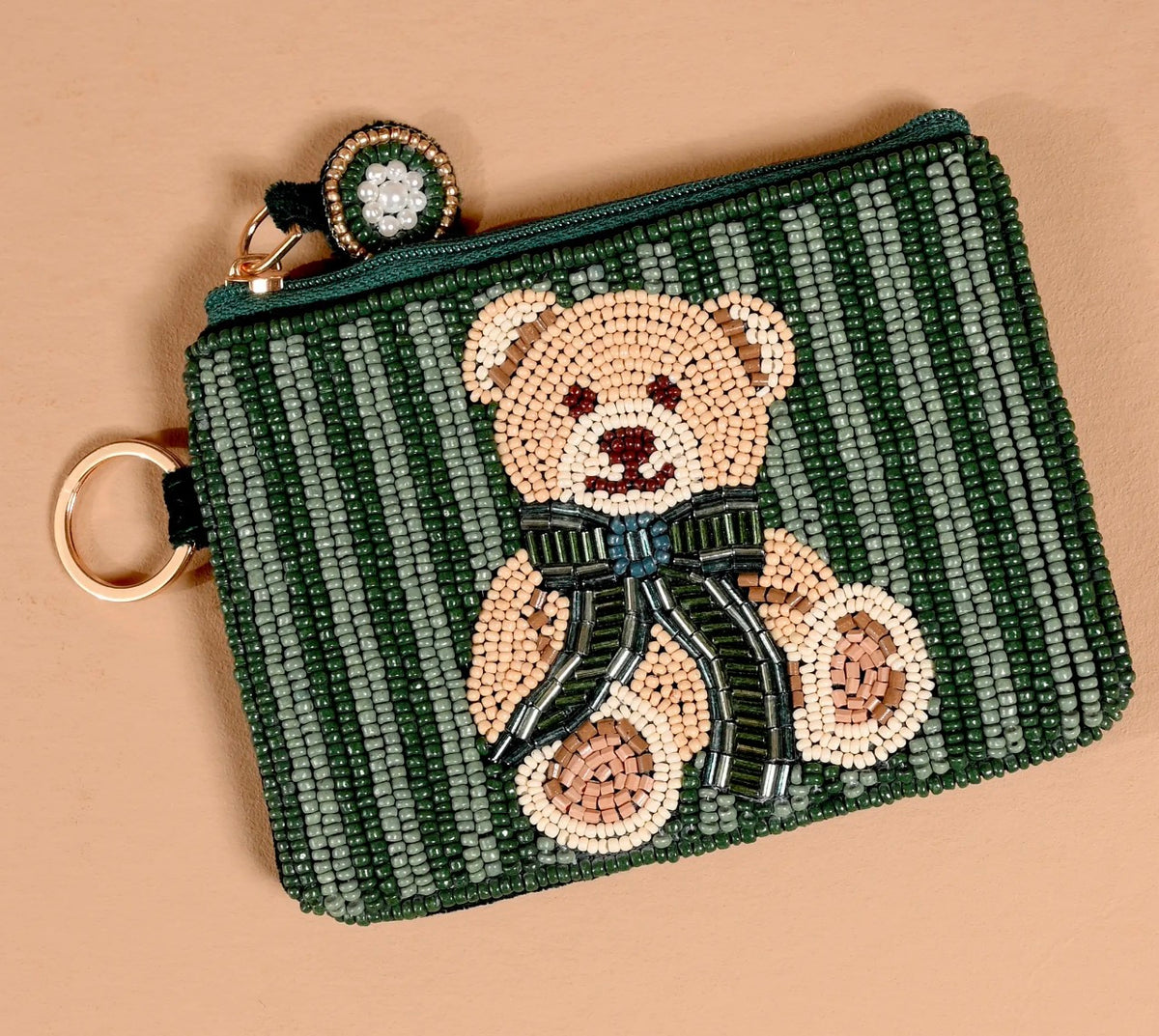 Beaded pouch teddy bear