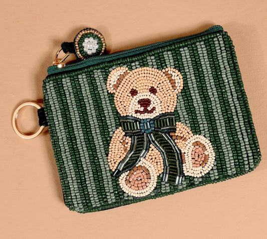 Beaded pouch teddy bear