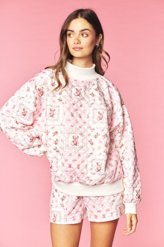 Teddy Darling Mockneck Quilted Set (pink)