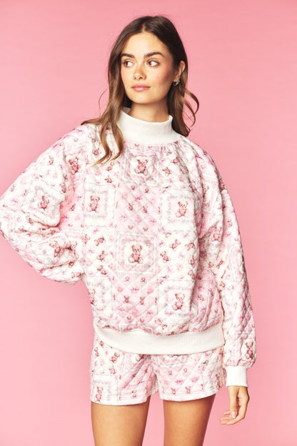 Teddy Darling Mockneck Quilted Set (pink)