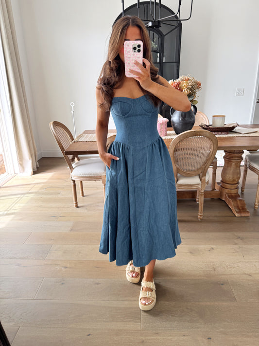 Sophie Denim Corset Midi