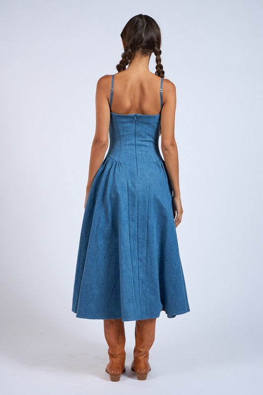 Sophie Denim Corset Midi