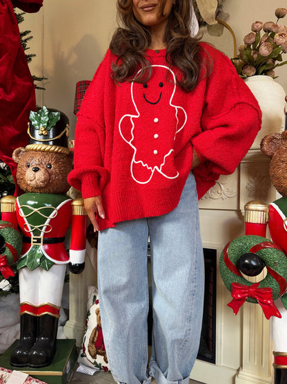 Gingerbread Darling Cozy Sweater (red) CANT RESTOCK