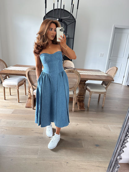 Sophie Denim Corset Midi