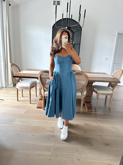 Sophie Denim Corset Midi