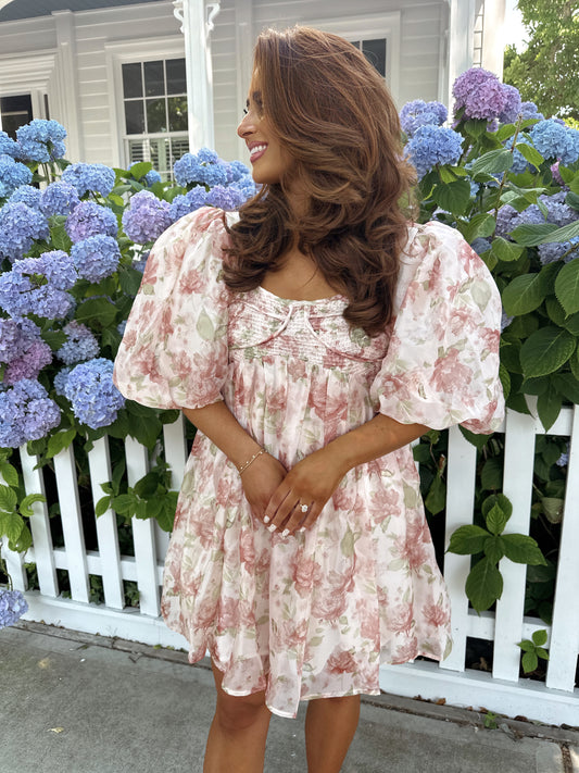 Enchanted Floral Puff Sleeve Mini