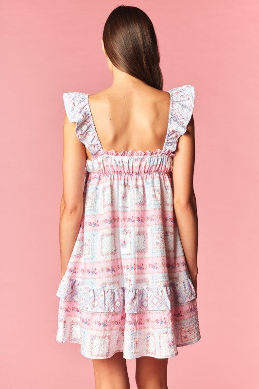 Pink Heart Patchwork Mini Dress