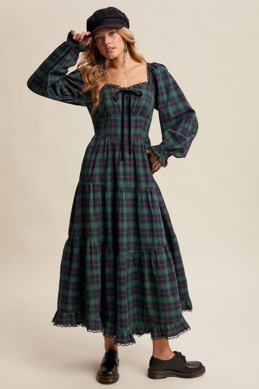 Christmas Tree Farm Midi Dress (Green)