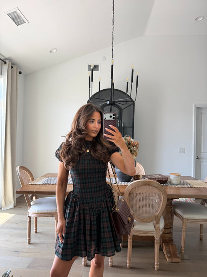 Adelaide Plaid Mini Dress (Brown Plaid)