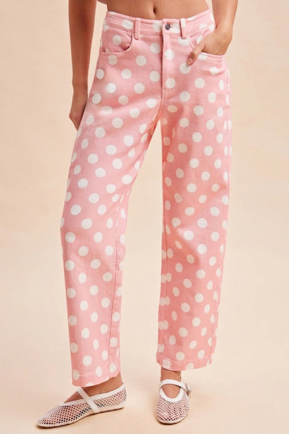 Pink Palm Dot Jeans (can’t restock)