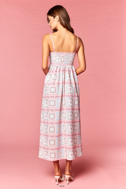 Coquette Patchwork Pink Bow Maxi Dress RESTOCK