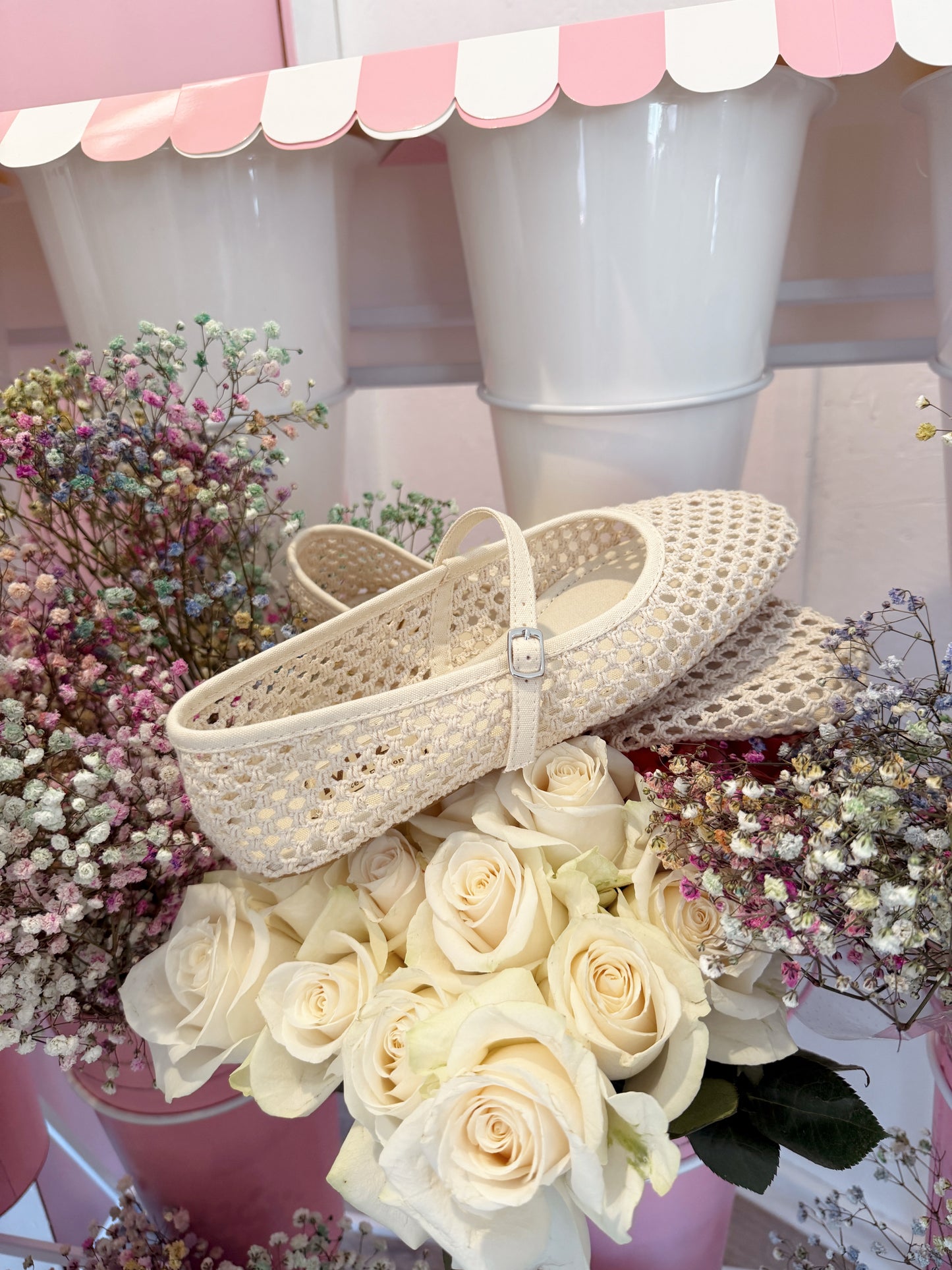 Meghan Mesh Flats (Cream)