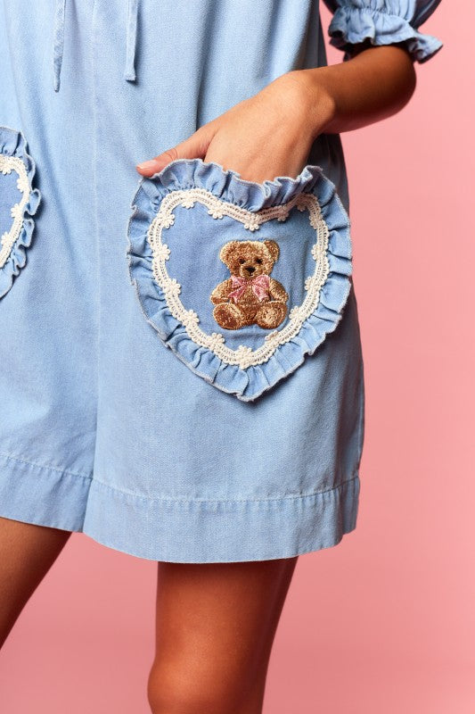 Denim Teddy Bear Romper🧸