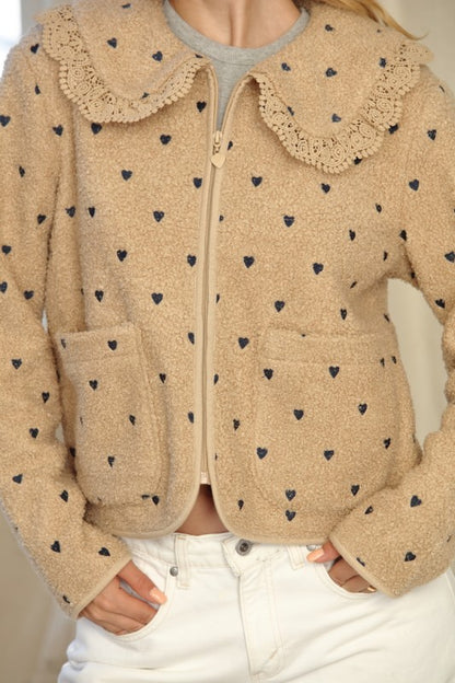 Hearts Full Of Love Sherpa Embroidered Jacket
