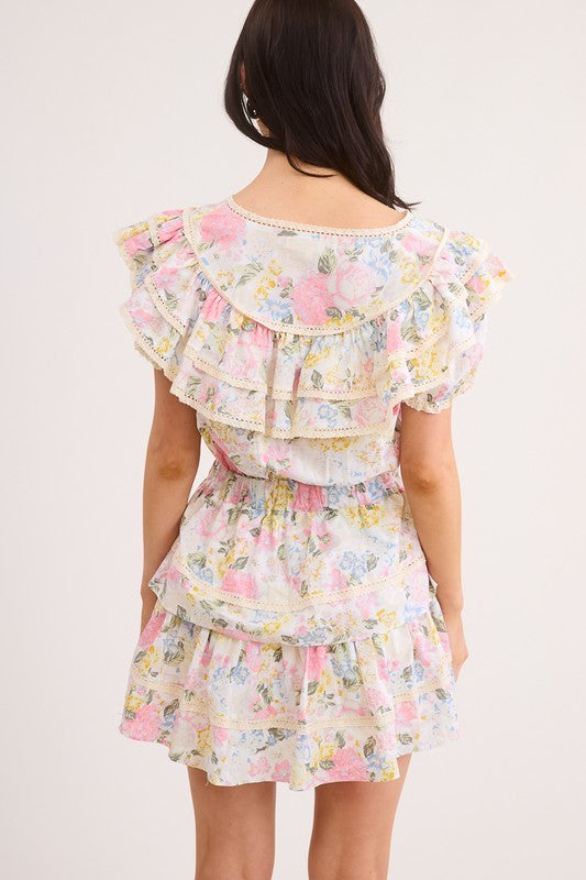 Tulip Kiss Floral Ruffled Mini Dress