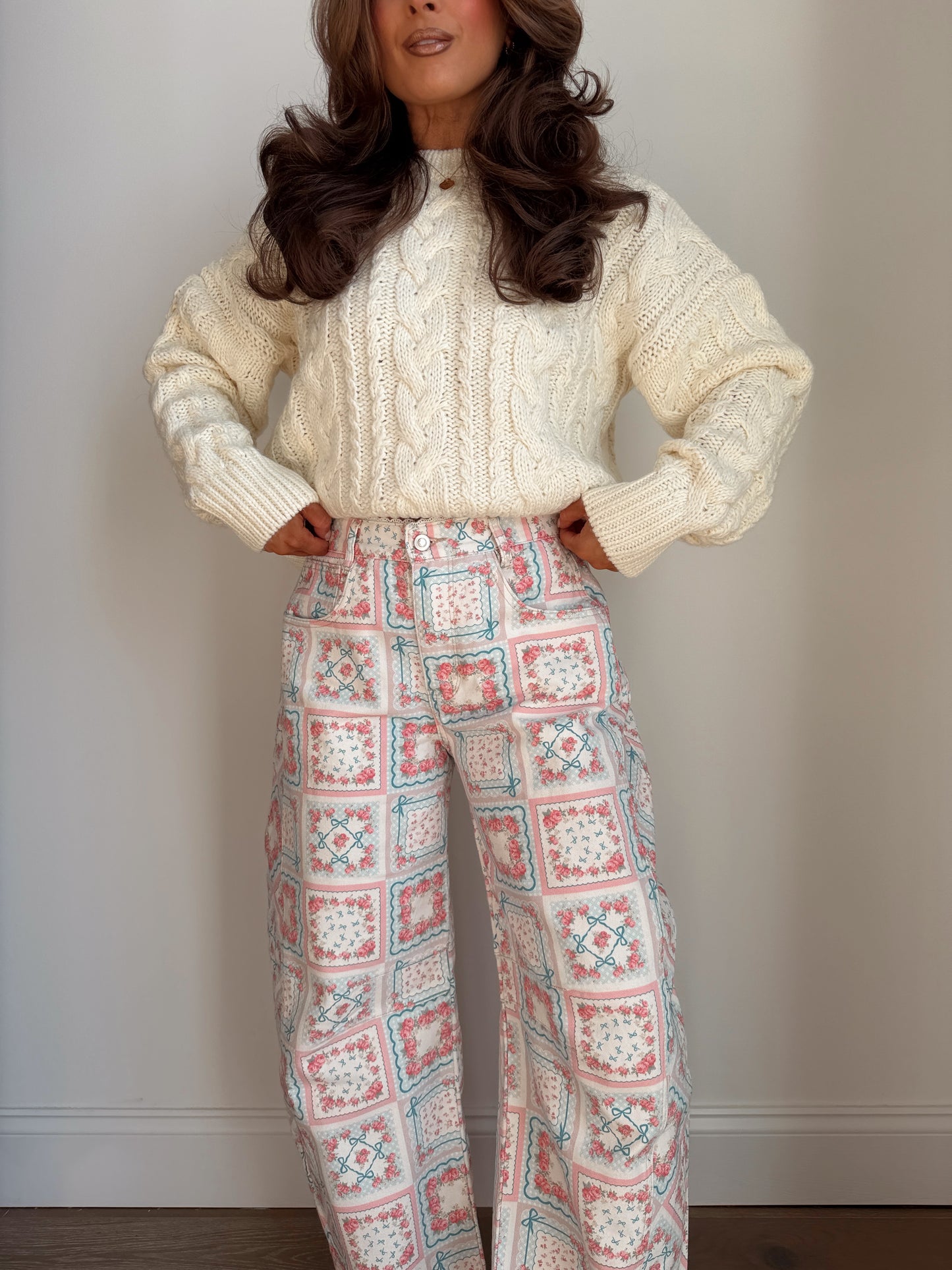 Coquette & Bows Barrel Lace Trimmed Jeans RESTOCK