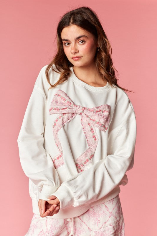 Darling Vintage Bow & Coquette Oversized Crewneck