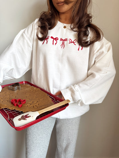 Christmas Bow Embroidered Crewneck