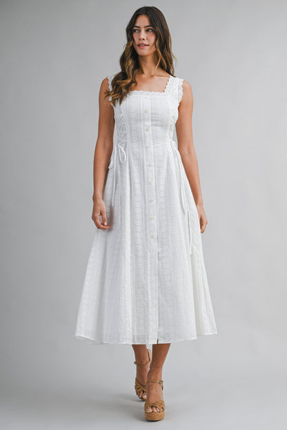 Cottage Charm Midi Dress White