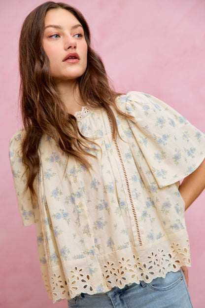 At The Sea Floral Top RESTOCK