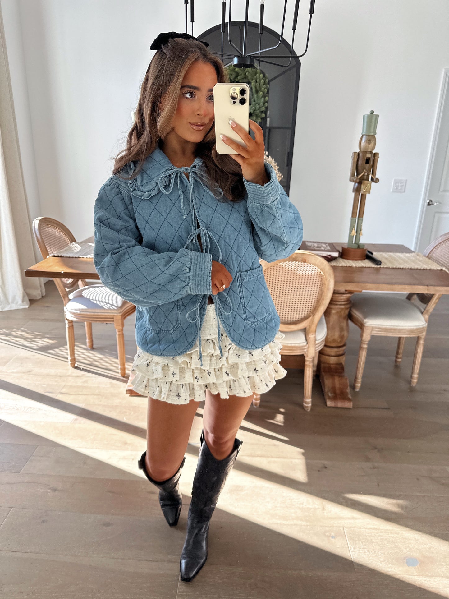 Forever Enchanted Denim Peter Pan Collar Jacket