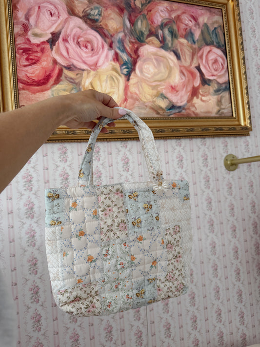 Free mini quilted floral tote and bag charm!